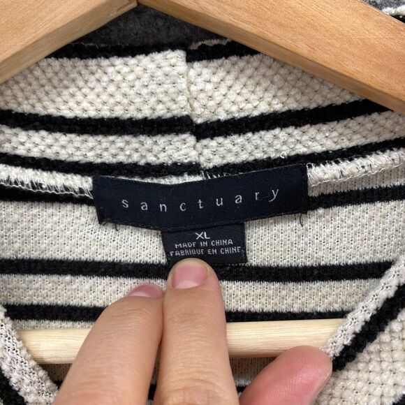 Sanctuary Sweater Pullover Women XL White Striped Knit Crew Neck Long Sleeve - Picture 5 of 9